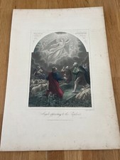 1850s large colour engraving "  angles appearing to the sheperds "