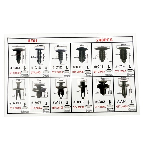 240pcs Auto Car Bumper Retainer Clips Kit Fastener Remover Push Pin Rivet Screw - Picture 2 of 3