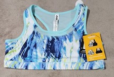 NWT Avia Reversible Sports Bra Youth Girls Size XL 14-16 Teal Blue / Blue Splotc