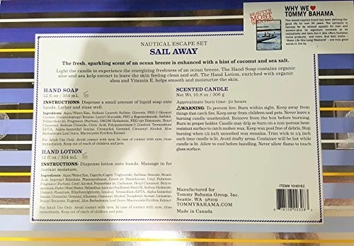 Tommy Bahama Sail Away Juego de Escape Náutico Vela Perfumada, Jabón de Manos y Loción  Foto 2 de 2