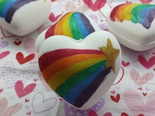 bath bombs, Heart of Pride bath bomb, heart bath bomb, lavender and sage.
