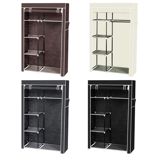64" Portable Closet Storage Organizer Wardrobe Clothes Rack with Shelves Gray - Picture 18 of 19