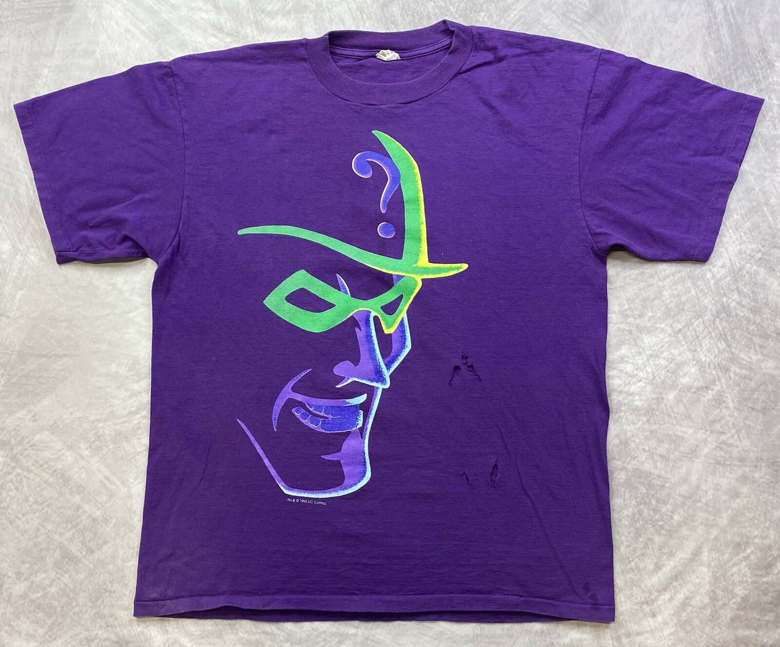 Vintage 1995 Batman Forever Jim Carrey The Riddler T Shirt DC Comics Size XL