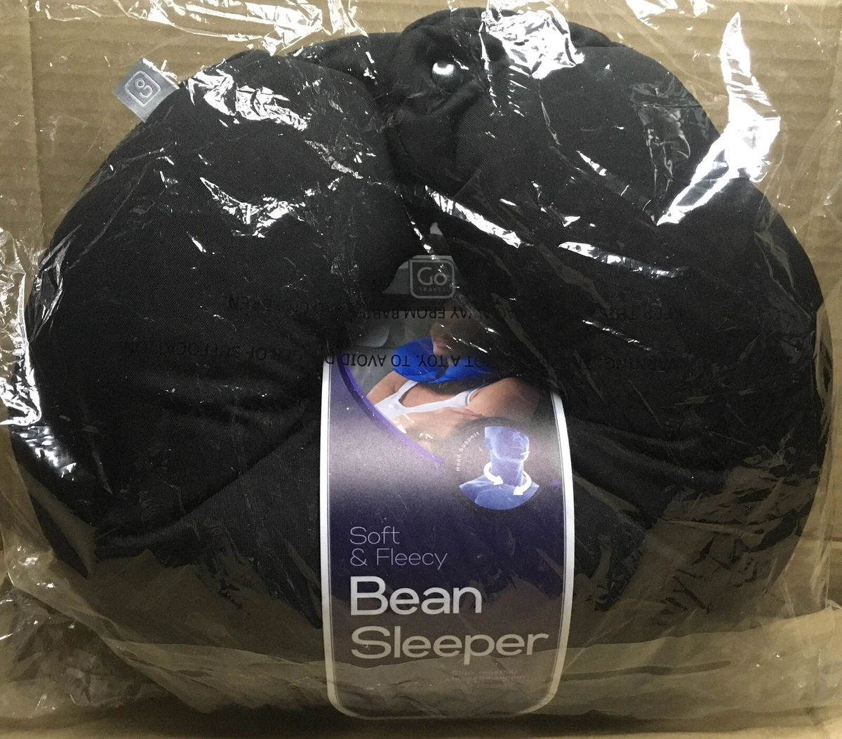 Neck Pillow GO TRAVEL Soft and Fleecy Bean Sleeper Neck Pillow One Size in Black