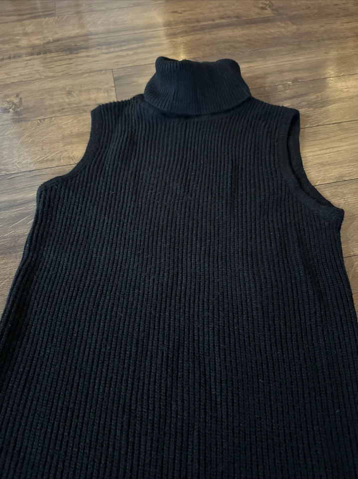 Vestido Suéter Forever 21 Sin Mangas Cuello Alto Negro Talla Mediana Foto 3 de 4