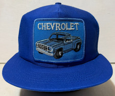 Vintage 1980s Chevrolet Large Patch Mesh Adjustable Snapback Trucker Hat Blue