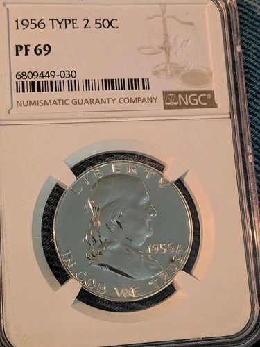 1956 Type 2 NGC PF69 Proof Franklin Half Dollar 50c 90%