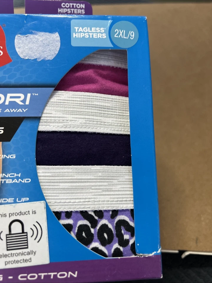 HANES~Women's Tagless Hipsters Size 9 2XL~3 Pairs COOL DRI~Leopard~Purple~Pink - Image 3 of 3