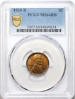 1930-D 1c Lincoln Wheat Cent - PCGS MS64RB - Wood Grain Toning - Nice Penny