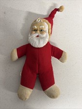 Santa Claus Rubber Face Blue Eyes and Beard Stuffed Plush Doll Japan