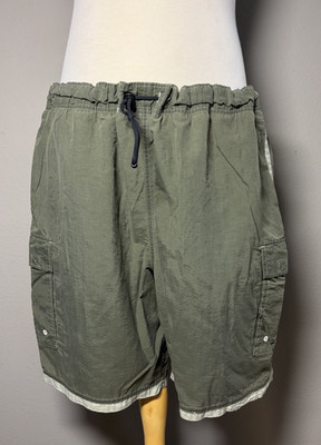 Vintage Extreme Limit Men's Green Cargo Shorts Drawstring Waist Pockets L