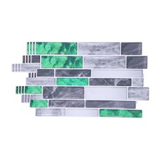 5Pcs 9.4"x4.7" Peel and Stick Backsplash Mable Tile Sticker, Dark Green Gray