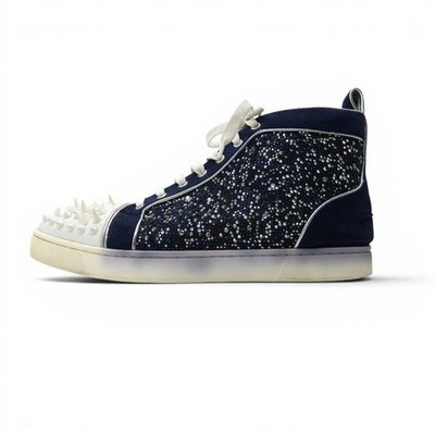 Christian Louboutin Sneaker Schuhe High-Cut Nieten EU 46 US 13 Navy Authentic
