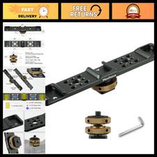 Triple Cold Shoe Mount Extension Bar - Aluminum Bracket for DSLR, Mic, Tripod, L