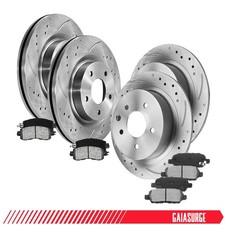 Front Rear Drilled Rotors Brake Pads For 1999-2004 Ford Mustang 3.83.94.6l V6 Front Rear Drilled Rotors Brake Pads For 1999-2004 Ford Mustang 3.83.94.6l V6