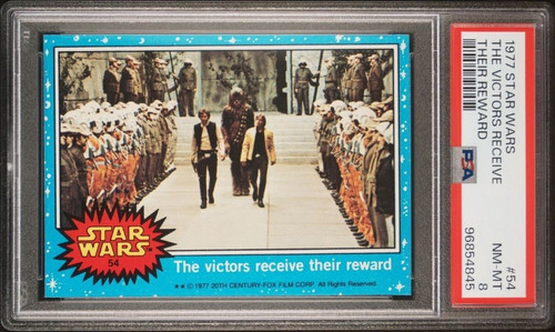 1977 Topps Star Wars #54 The victors receive their reward — PSA 8