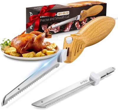 Electric Knife-Carving Knife Set,Easy-Slice Serrated Edge Blades for Meat,Bread