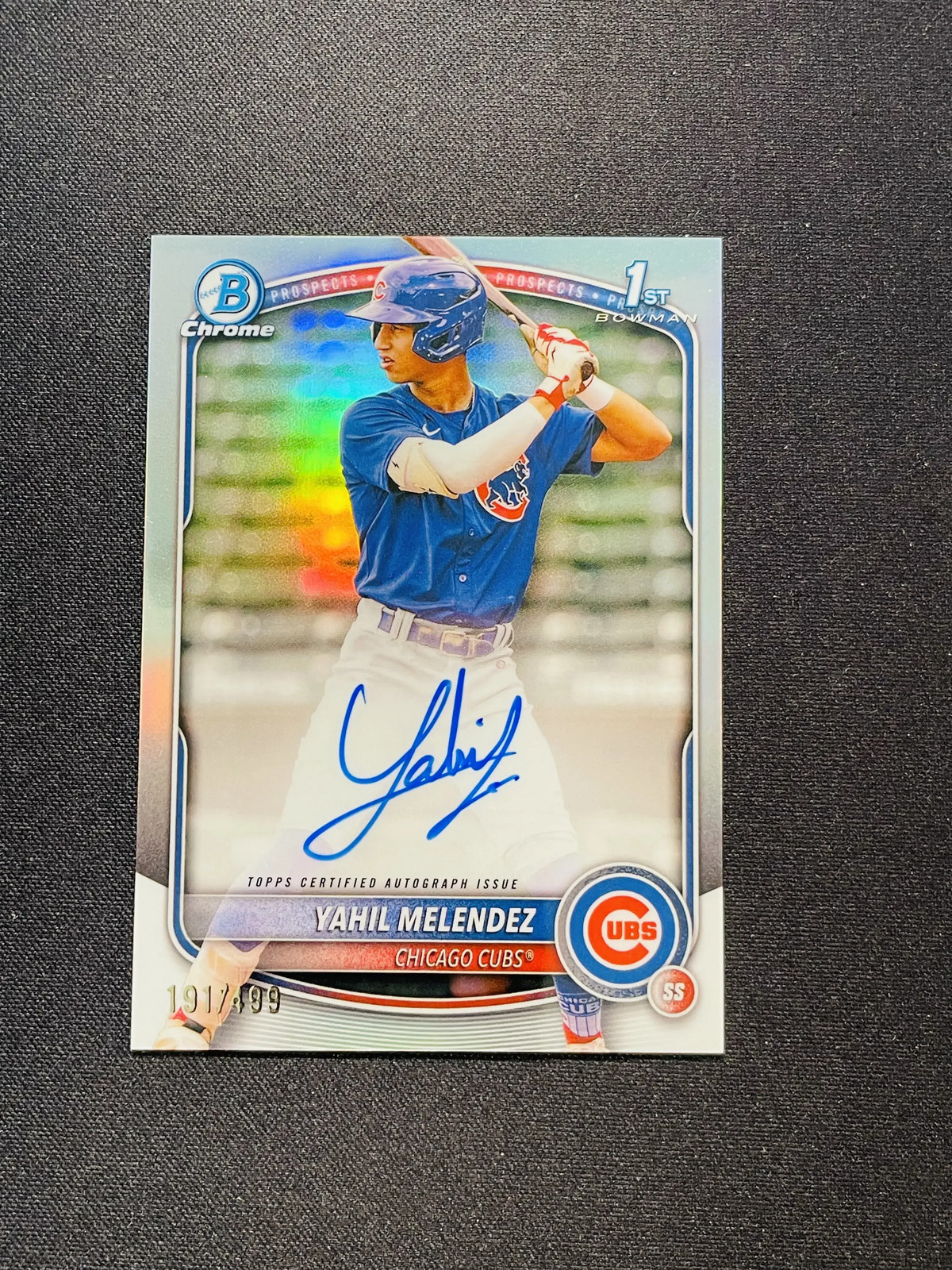 2025 Topps Bowman Chrome Prospects Yahil Melendez Auto Refractor /499 1ST KE21