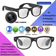AI Smart Glasses 1080p HD Camera 8MP Real Time Translation Voice Assist