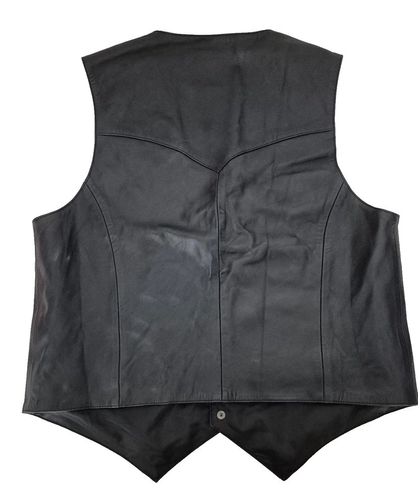 Chaleco de Cuero Scully Para Hombre Grande Negro Botón Occidental Frontal Forrado Genuino Foto 2 de 4