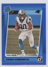2021 Panini Donruss Rated Rookie Press Proof Blue Chuba Hubbard #287 uk2