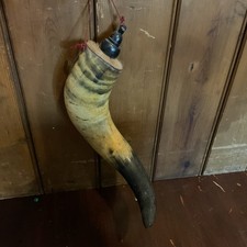 Horn Drinking Vessel Approx A Foot Long With Removable Stopper.