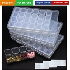 Diamond Painting Bead Storage Containers, 3 Pack 84 Slots Plastic transparent