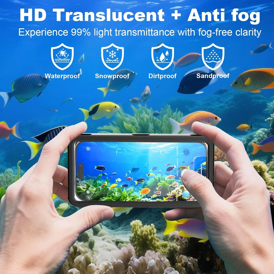 Waterproof Phone Case IPX8 100ft/30M Fits iPhone Samsung Up to 6.9" for Swimming - Image 4 of 4
