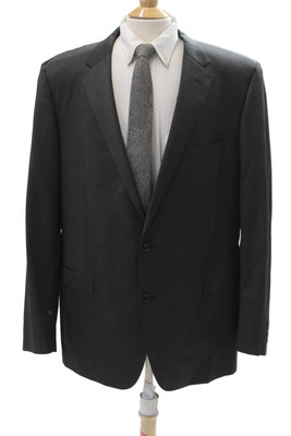 Saks Fifth Avenue Mens Wool Texture Collared Lined Button Blazer Gray Size EUR 5