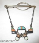 VINTAGE SIGNED ZUNI INDIAN MOSAIC STONE INLAY KNIFE WING KACHINA DANGLE TIE BAR — photo 1