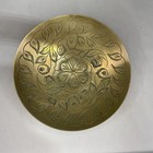 Vintage Chinese Solid Brass Bowl - Engraved Floral Design - Asian
