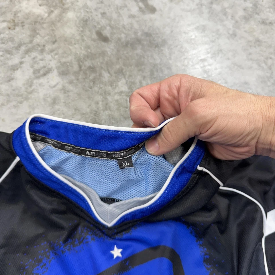 Camisa Planet Eclipse Para Hombres XL Azul Negro Paintball Jersey Malla Cuello en V Manga Larga Foto 4 de 4