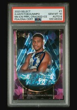 AUTO!📈'23 Select GIANNIS ANTETOKOUNMPO Nn Icon Purple Cracked Ice #'d/75 PSA 10