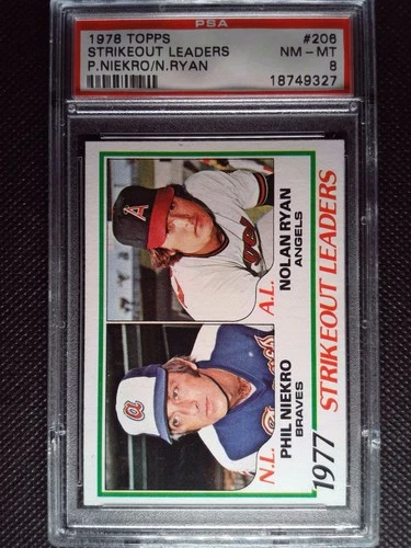 1978 Topps - Nolan Ryan, Phil Niekro #206 - PSA 8 - Graded NM-MT