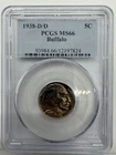 1938 D/D buffalo Nickel PCGS MS66