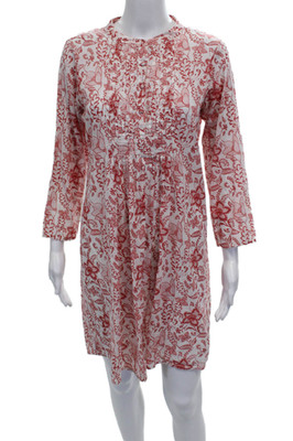 Roberta Roller Rabbit Womens Shift Dress White Cotton 3/4 Sleeve Size S