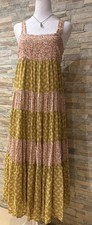 Madewell Floral Tiered Midi Dress - Mustard and Peach