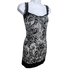 ND Intimates Y2K Women XL Black White Floral Nightgown Adjustable Stretch Lace