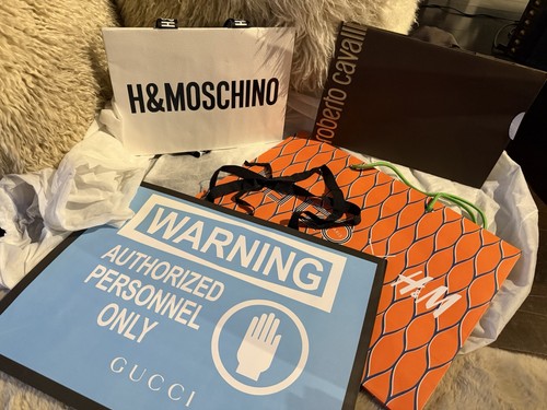 Lot Designer Shopping Bags  Gucci, Roberto Cavalli, H&M Moschino , H&M Kenzo