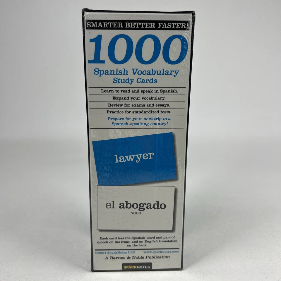 Spanish Vocabulary SparkNotes Study Cards 1000 Cards NEW SEALED - Image 4 of 4