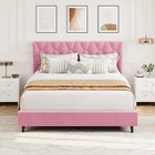 Queen Bed Frame with Upholstered Headboard, Heavy-Duty Platform Bed Frame