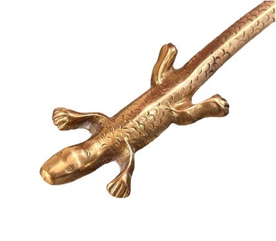 Vintage Antique Hong Kong Lizard Brass Gold Letter Opener Desk Paper Knife
