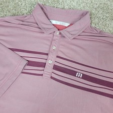 Travis Mathew Mens XL Red Striped Performance Stretch Polo Short Sleeve