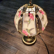 Collections Etc Touch Base Hummingbird Lamp with Gold-Tone Base Colored Glass v