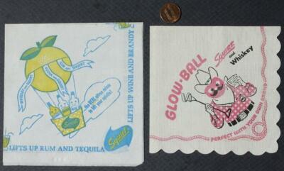 Squirt Soda Pop & Whiskey Glow Ball TWO Napkin Set Rum & Tequila Too Vintage +