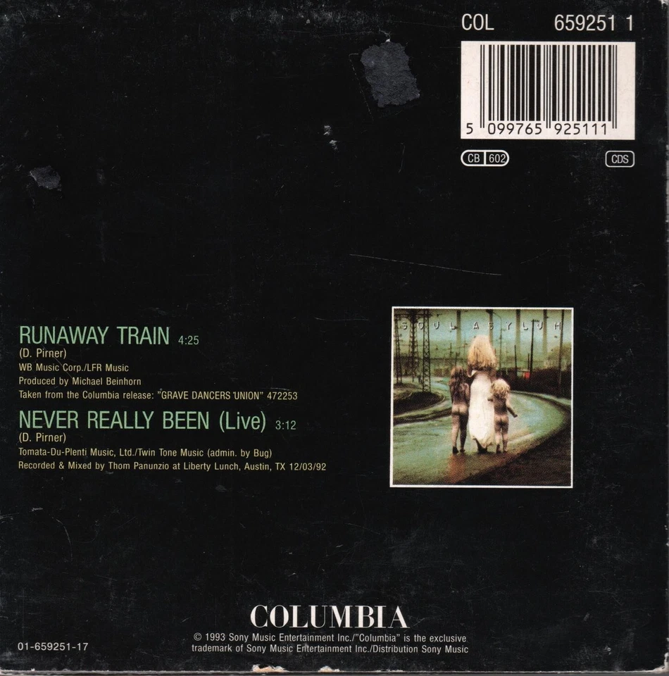 Soul Asylum – runaway train (1993) - 2 Track Maxi CD im cardsleeve - Bild 2 von 2