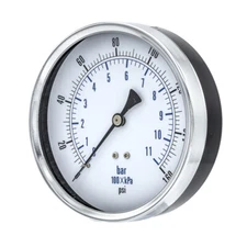 Dry Center Back Mount Pressure Gauge with 4.5" Dial, 0-160 PSI, 1/4" Male NPT