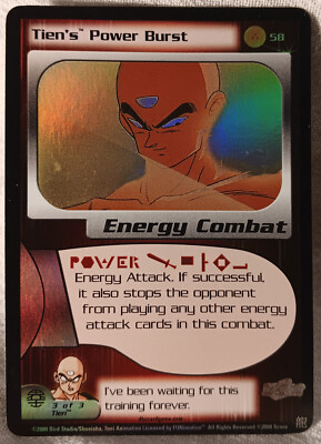 Tien's Power Burst Holo Foil Rare 58 Score 2001 DRAGON BALL Z TCG Frieza Saga