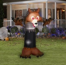Gemmy Halloween 7 ft Tall Large Hunched Wolf Fur Detail Airblown Inflatable NIB