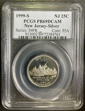 PCGS PR69DCAM 1999-S New Jersey Quarter 25c SILVER Blast White S9